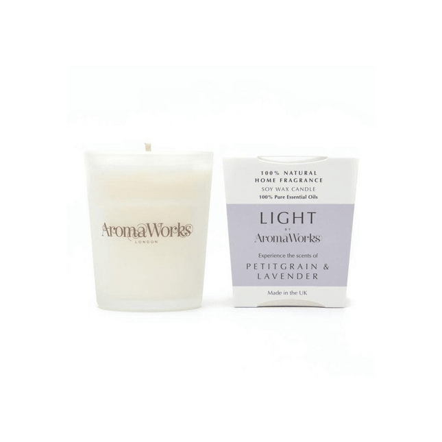 AromaWorks Light Range Petitgrain & Lavender Candle 10cl Small
