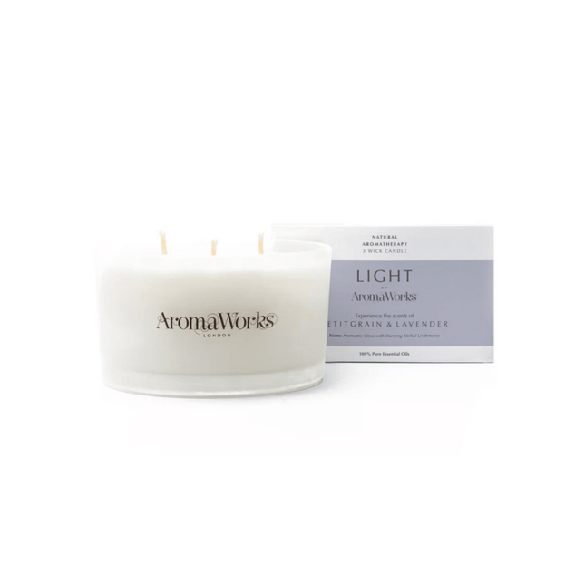 AromaWorks Light Range Petitgrain and Lavender Candle 3-Wick Large