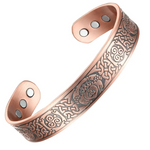 Stylish copper magnetic bracelet from Magnetic Mobility, featuring intricate Claddagh design and guaranteed Irish quality. Ideal for alleviating arthritis, back pain and other joint and muscle pain.