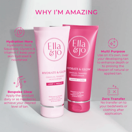 Ella and Jo Hydrate & Glow Gradual Moisturiser / Light-Medium 200ml