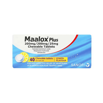 Maalox Plus Chewable Tablets Lemon Flavour 40 Pack