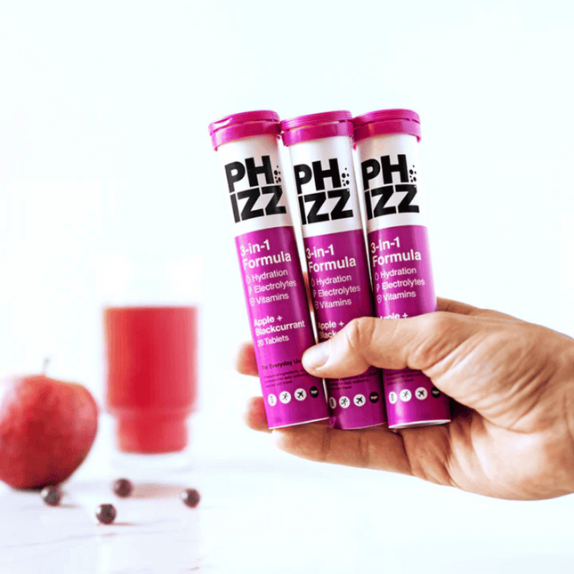 PHIZZ 3-in-1 Hydration Effervescent Tablets Apple & Blackcurrant 60's