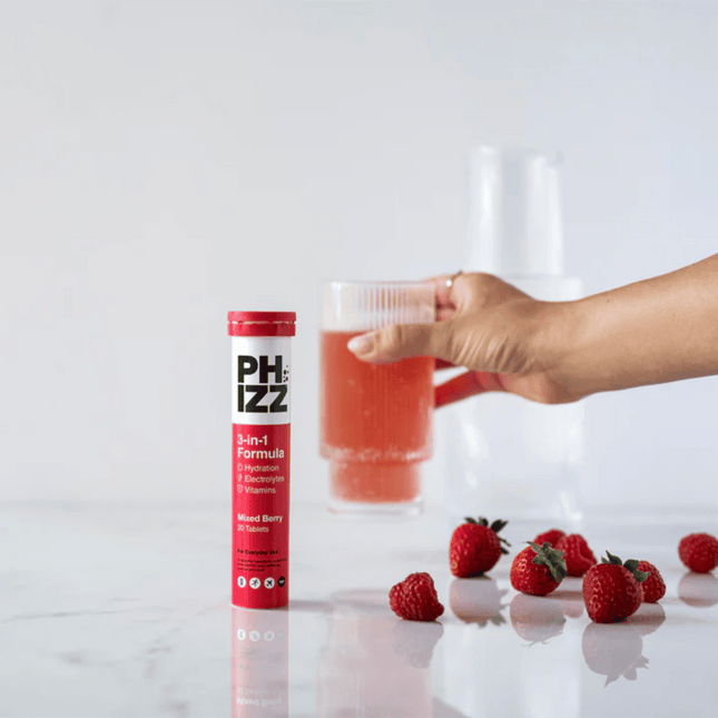 PHIZZ 3-in-1 Hydration Effervescent Tablets Mixed Berry 20's