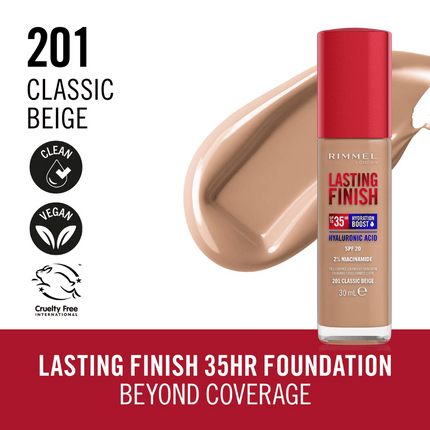 Rimmel London Lasting Finish 35 Hour Foundation - 201: Classic Beige