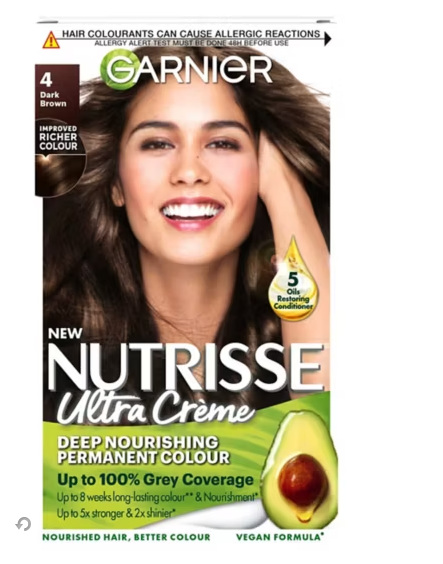 Garnier Nutrisse 4 Dark Brown Permanent Hair Dye