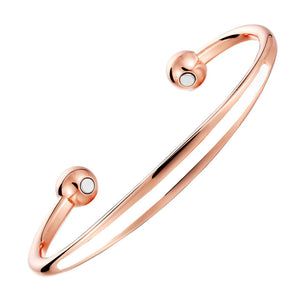 
                  
                    Load image into Gallery viewer, Spindle Dawn Copper bracelet from Magnetic Mobility. A copper bracelet with a simple design and an white band in the centre. Featuring 2 strong neodymium magnets. Perfect for people with arthritis and back pain. 99% pure copper. 
                  
                