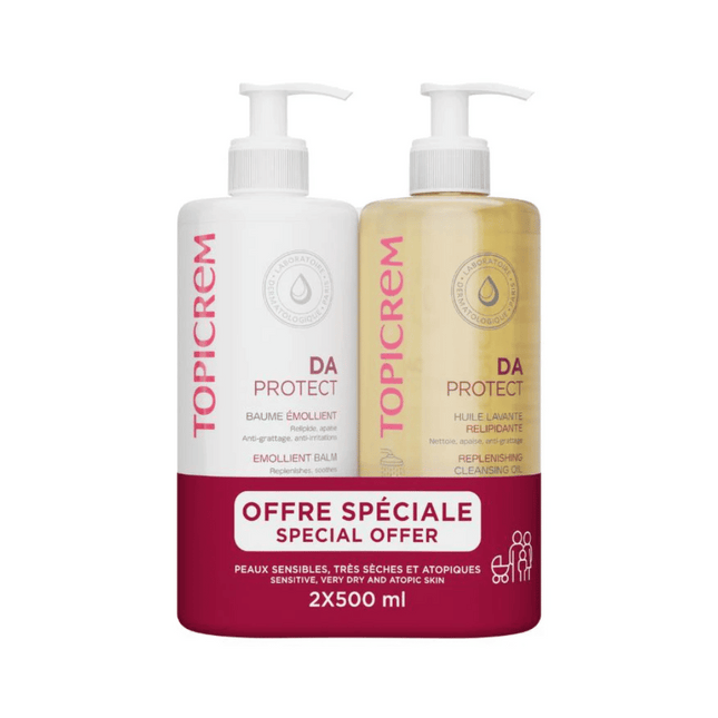 Topicrem Emollient Balm 500ml + Replenishing Cleansing Oil 500ml Duo