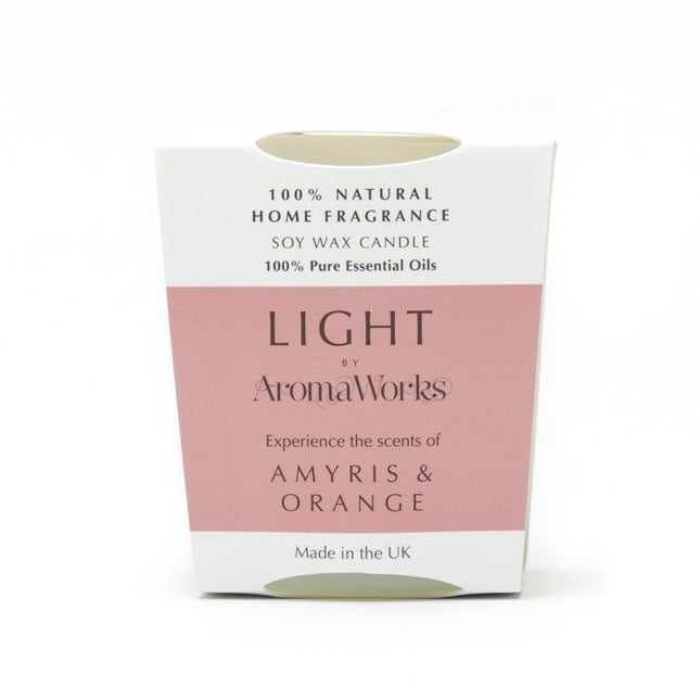 AromaWorks Light Range- Amyris & Orange Candle 30cl Medium