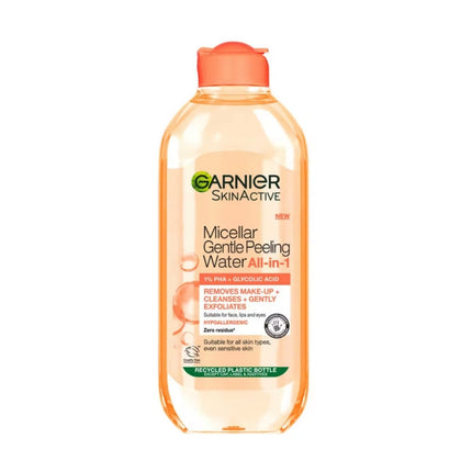 Garnier Micellar Water - Gentle Peeling 1 1% PHA & Glycolic Acid, Cleanse, Exfoliate & Glow 400ml. 