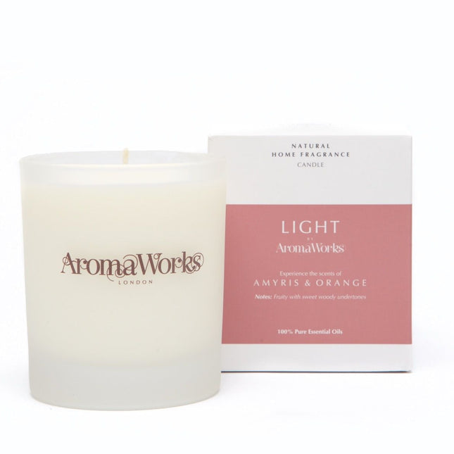 AromaWorks Light Range- Amyris &amp; Orange Candle 30cl MediumCosmetics Online IE